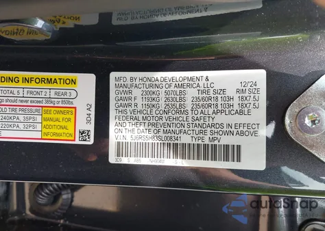 2025 Honda Cr-V Hybrid Sport-L from USA, damaged, VIN 5J6RS5H83SL008341